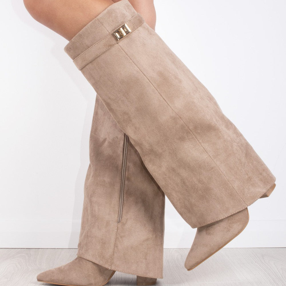 IVY | High-overlap suede heeled boots